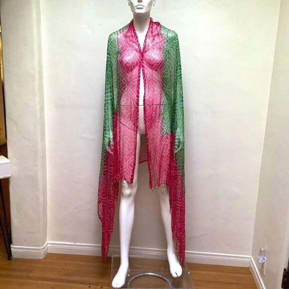 Silk Scarf Long Wide Sheer Wrap - Picture 1 of 8
